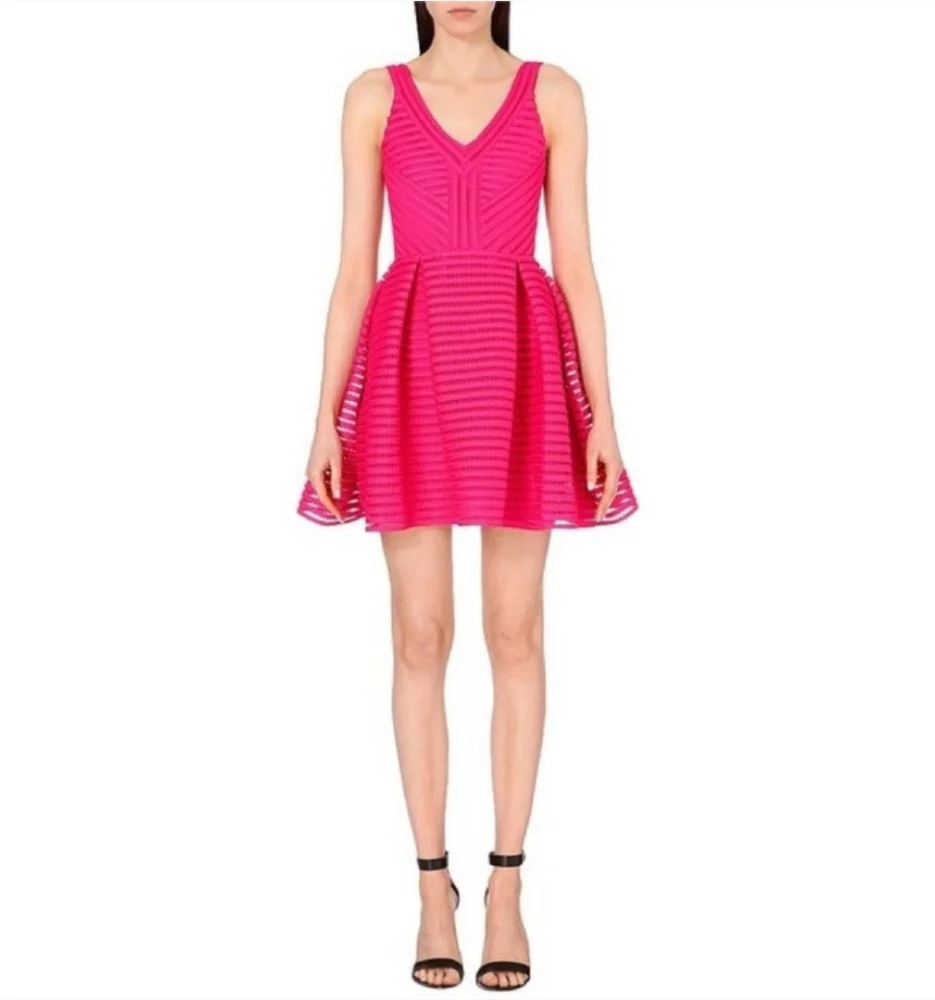 Flower by Charm's Paris Red Striped Mesh Mini Dress - Picture 2 of 8